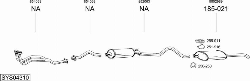 Bosal SYS04310 - Система випуску ОГ autocars.com.ua