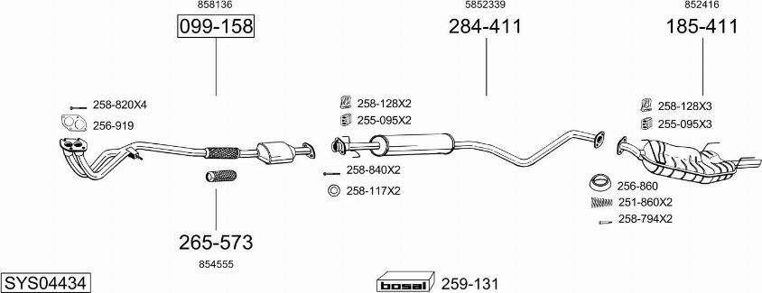 Bosal SYS04434 - Система выпуска ОГ avtokuzovplus.com.ua