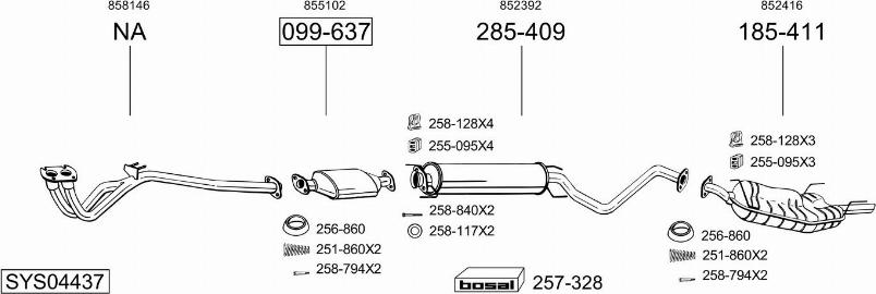 Bosal SYS04437 - Система выпуска ОГ avtokuzovplus.com.ua