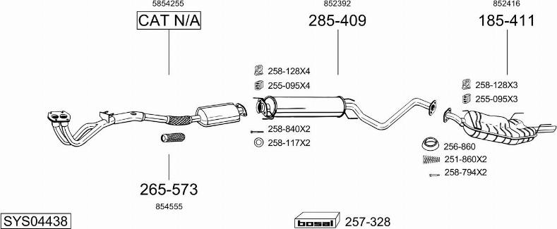 Bosal SYS04438 - Система выпуска ОГ avtokuzovplus.com.ua