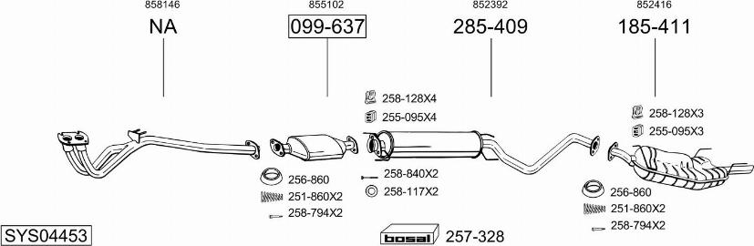 Bosal SYS04453 - Система випуску ОГ autocars.com.ua