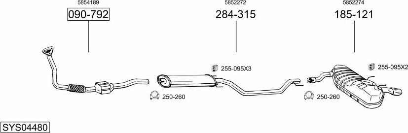 Bosal SYS04480 - Система випуску ОГ autocars.com.ua