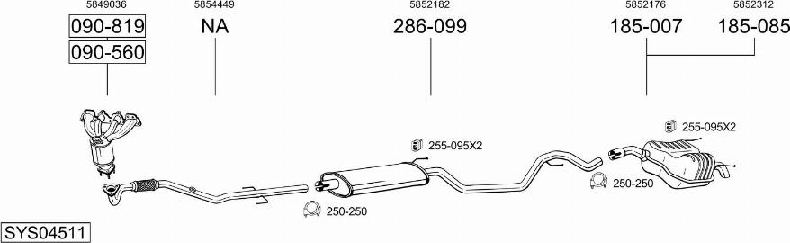 Bosal SYS04511 - Система випуску ОГ autocars.com.ua