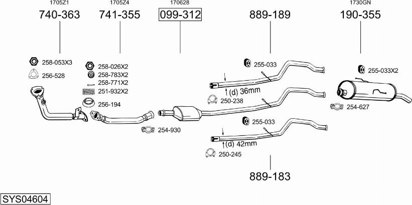 Bosal SYS04604 - Система выпуска ОГ avtokuzovplus.com.ua