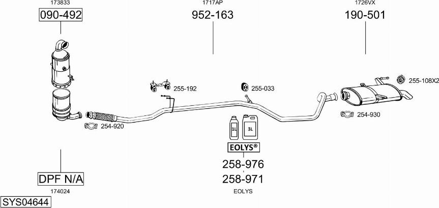 Bosal SYS04644 - Система випуску ОГ autocars.com.ua