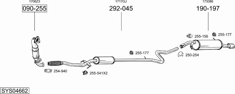 Bosal SYS04662 - Система випуску ОГ autocars.com.ua