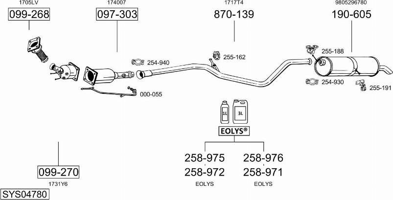 Bosal SYS04780 - Система выпуска ОГ avtokuzovplus.com.ua