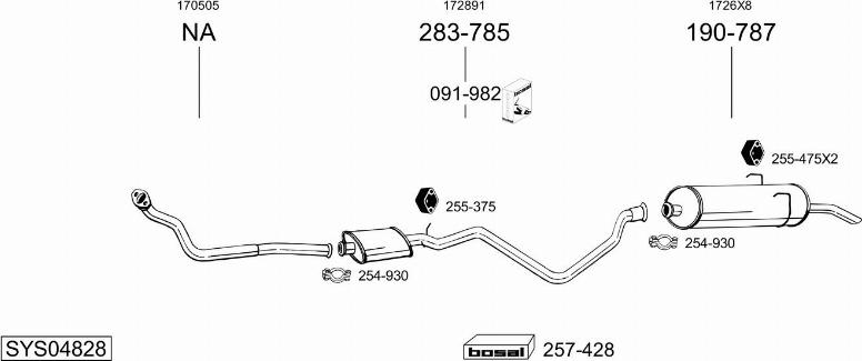 Bosal SYS04828 - Система випуску ОГ autocars.com.ua
