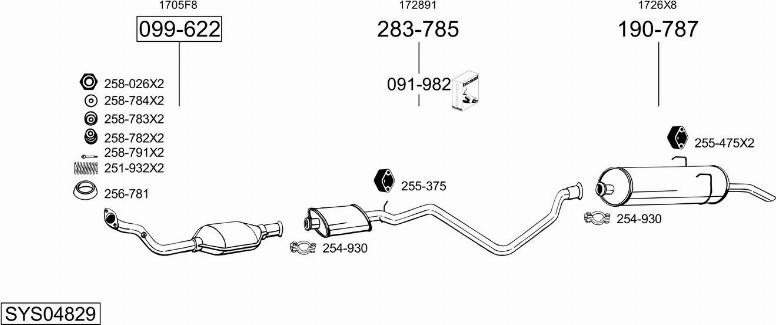 Bosal SYS04829 - Система випуску ОГ autocars.com.ua