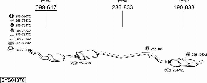 Bosal SYS04876 - Система выпуска ОГ avtokuzovplus.com.ua