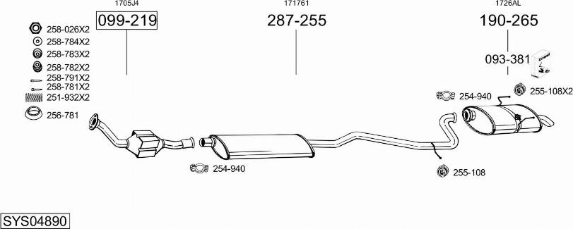 Bosal SYS04890 - Система випуску ОГ autocars.com.ua