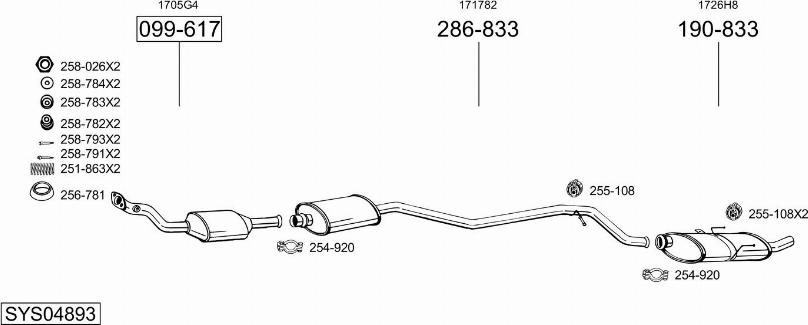 Bosal SYS04893 - Система випуску ОГ autocars.com.ua