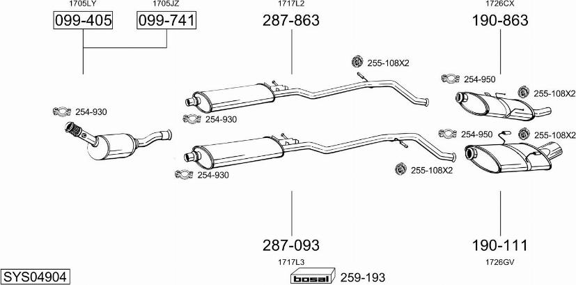 Bosal SYS04904 - Система випуску ОГ autocars.com.ua