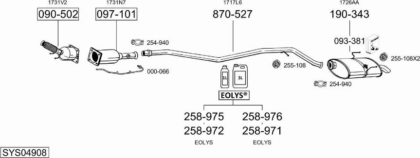 Bosal SYS04908 - Система выпуска ОГ avtokuzovplus.com.ua