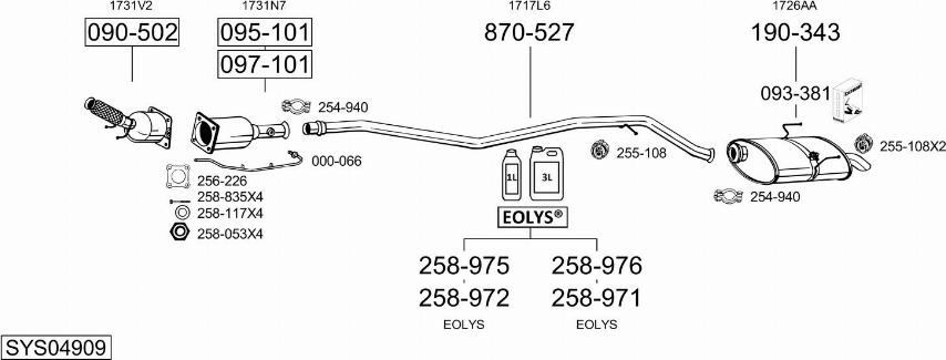 Bosal SYS04909 - Система выпуска ОГ avtokuzovplus.com.ua