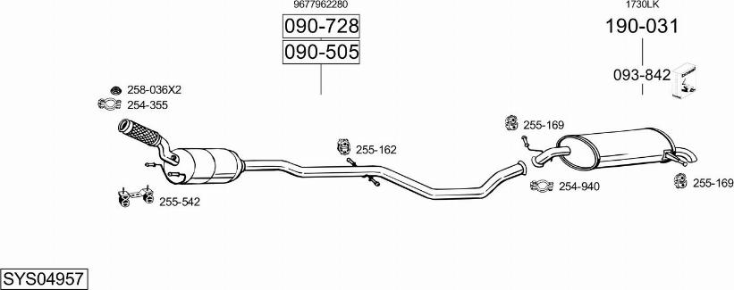 Bosal SYS04957 - Система випуску ОГ autocars.com.ua