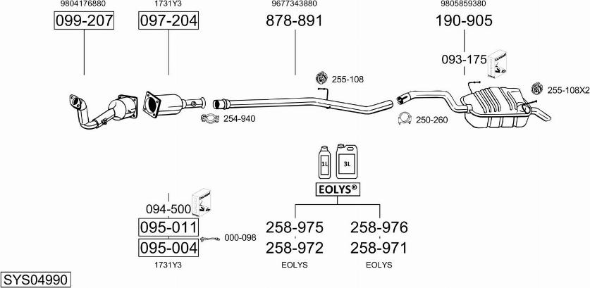 Bosal SYS04990 - Система випуску ОГ autocars.com.ua