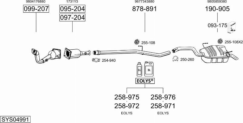 Bosal SYS04991 - Система випуску ОГ autocars.com.ua