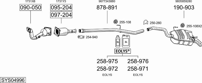 Bosal SYS04996 - Система випуску ОГ autocars.com.ua