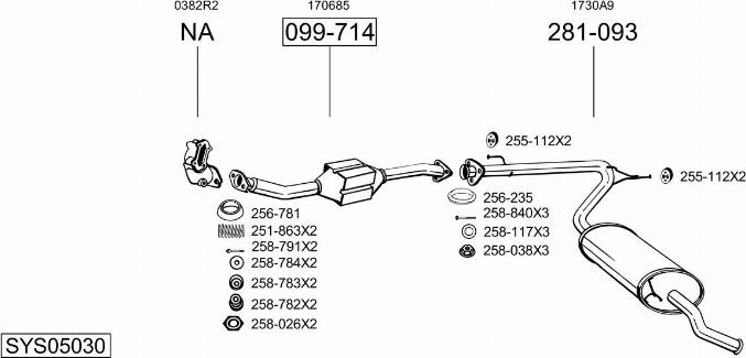 Bosal SYS05030 - Система випуску ОГ autocars.com.ua