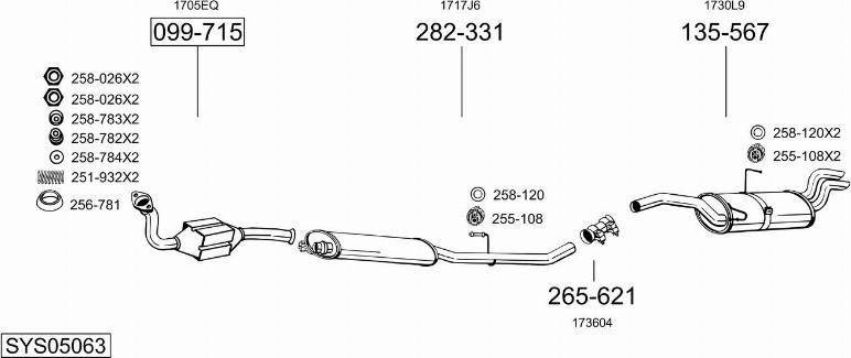 Bosal SYS05063 - Система випуску ОГ autocars.com.ua