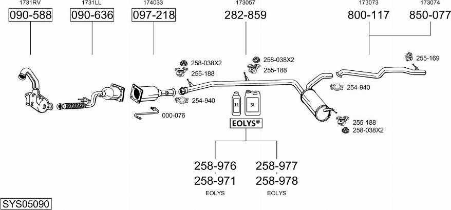 Bosal SYS05090 - Система выпуска ОГ avtokuzovplus.com.ua