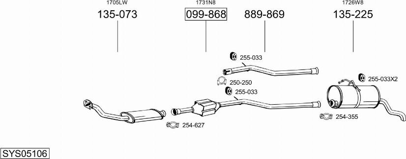 Bosal SYS05106 - Система випуску ОГ autocars.com.ua