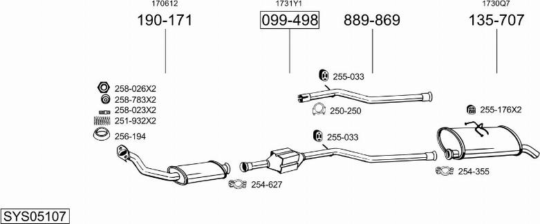 Bosal SYS05107 - Система випуску ОГ autocars.com.ua