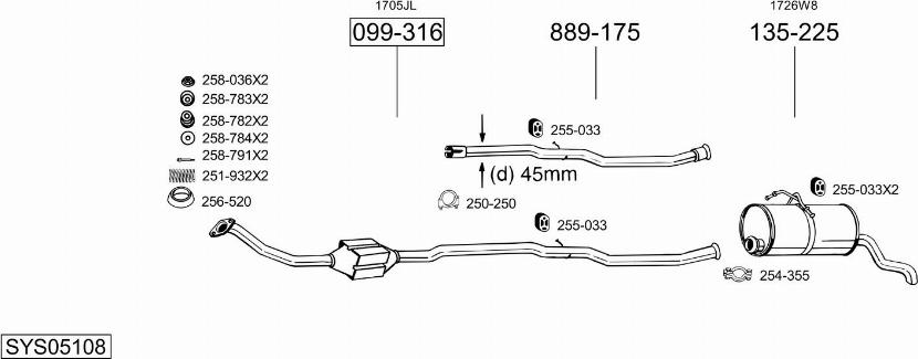 Bosal SYS05108 - Система випуску ОГ autocars.com.ua