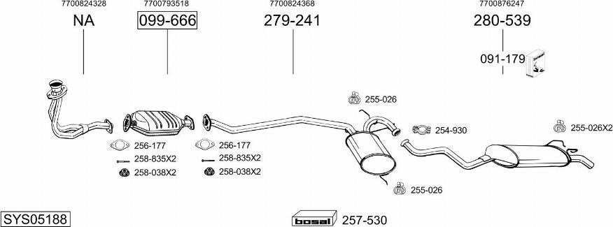 Bosal SYS05188 - Система випуску ОГ autocars.com.ua
