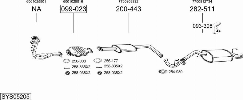 Bosal SYS05205 - Система випуску ОГ autocars.com.ua