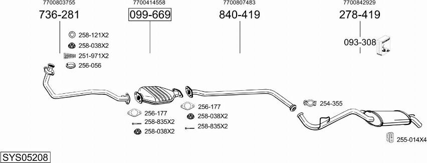 Bosal SYS05208 - Система випуску ОГ autocars.com.ua