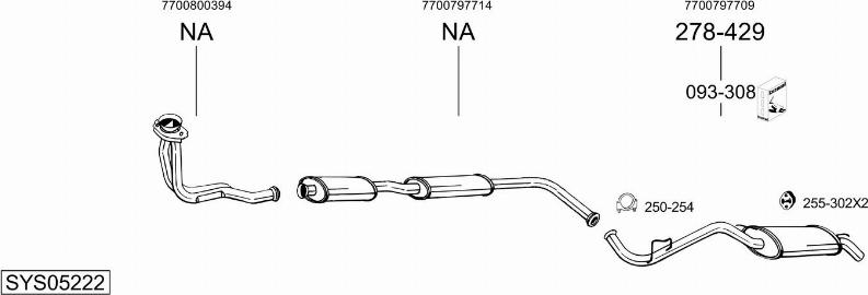 Bosal SYS05222 - Система випуску ОГ autocars.com.ua
