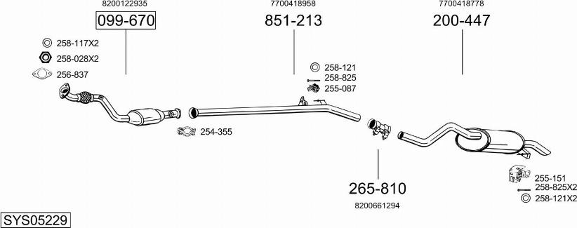 Bosal SYS05229 - Система випуску ОГ autocars.com.ua