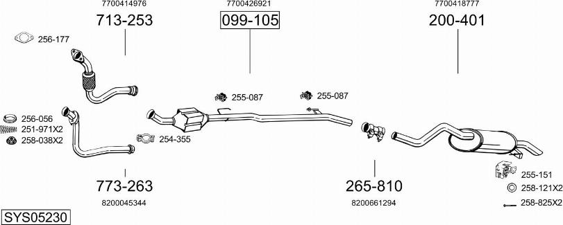 Bosal SYS05230 - Система випуску ОГ autocars.com.ua