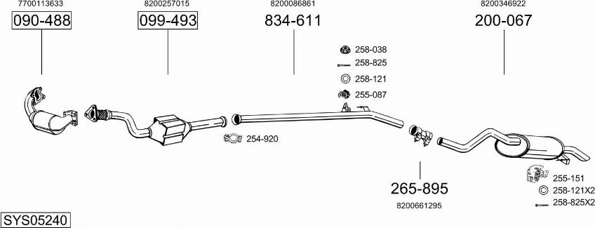 Bosal SYS05240 - Система випуску ОГ autocars.com.ua