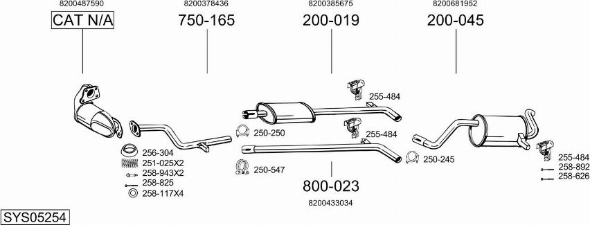 Bosal SYS05254 - Система випуску ОГ autocars.com.ua