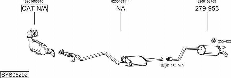 Bosal SYS05292 - Система випуску ОГ autocars.com.ua