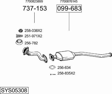 Bosal SYS05308 - Система випуску ОГ autocars.com.ua