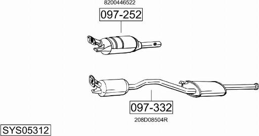 Bosal SYS05312 - Система випуску ОГ autocars.com.ua