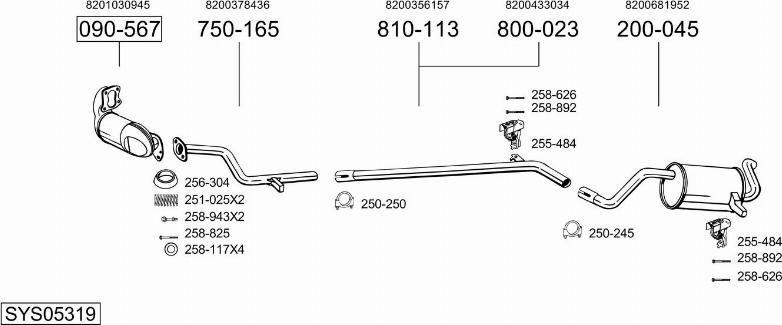 Bosal SYS05319 - Система випуску ОГ autocars.com.ua