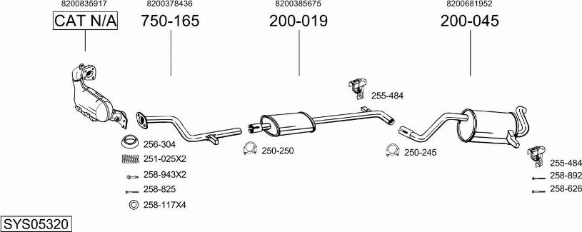 Bosal SYS05320 - Система випуску ОГ autocars.com.ua