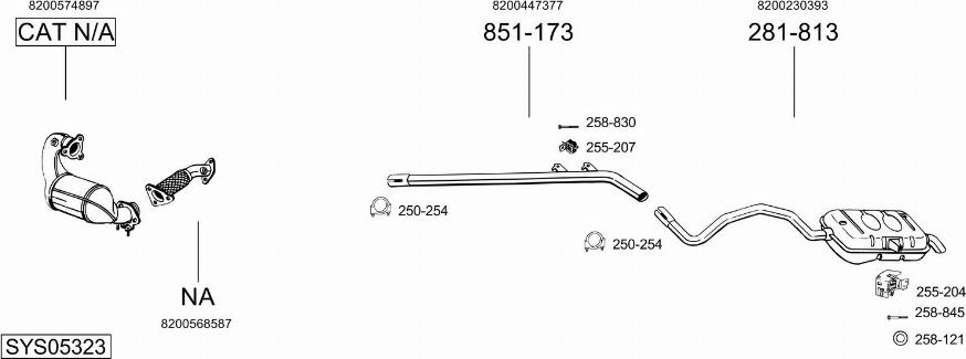 Bosal SYS05323 - Система випуску ОГ autocars.com.ua