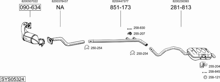 Bosal SYS05324 - Система випуску ОГ autocars.com.ua