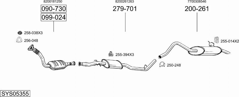 Bosal SYS05355 - Система випуску ОГ autocars.com.ua