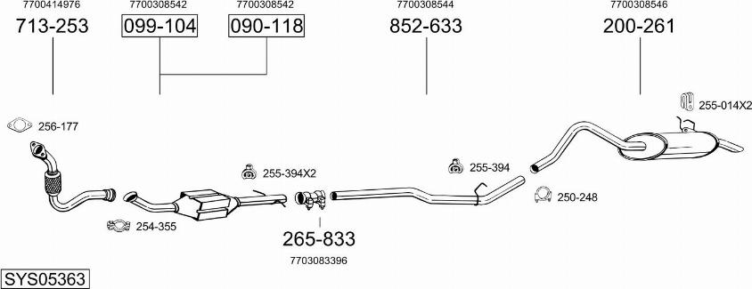 Bosal SYS05363 - Система випуску ОГ autocars.com.ua