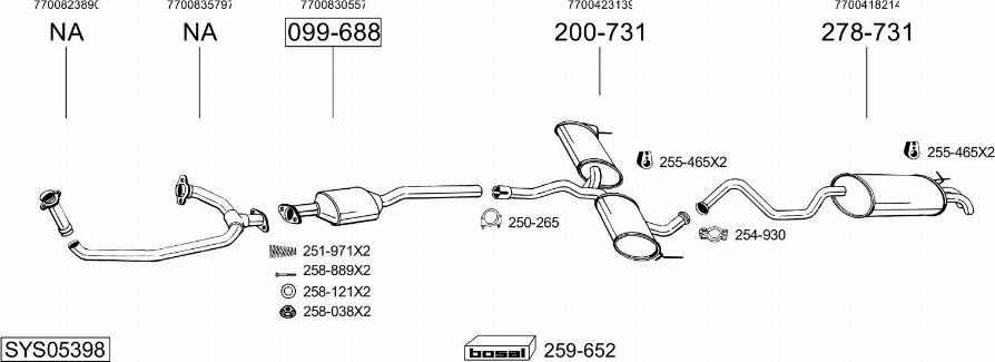 Bosal SYS05398 - Система випуску ОГ autocars.com.ua