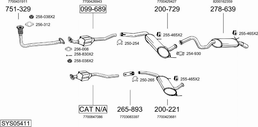 Bosal SYS05411 - Система випуску ОГ autocars.com.ua