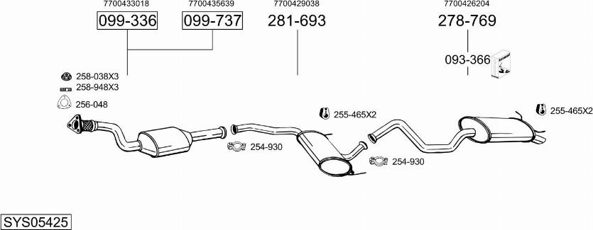 Bosal SYS05425 - Система випуску ОГ autocars.com.ua