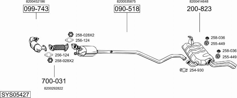 Bosal SYS05427 - Система випуску ОГ autocars.com.ua